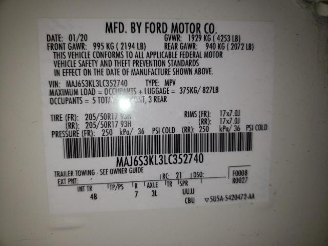 2020 FORD ECOSPORT T MAJ6S3KL3LC352740