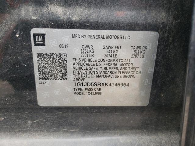 1G1JD5SBXK4146964 Chevrolet Sonic Lt 2019. Фото: 9