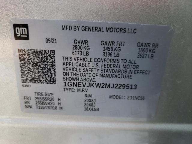 2021 CHEVROLET TRAVERSE R 1GNEVJKW2MJ229513