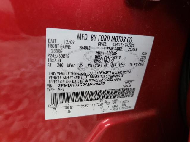 2FMDK3JC9ABA78455 Ford Edge Sel 2010. Фото: 9