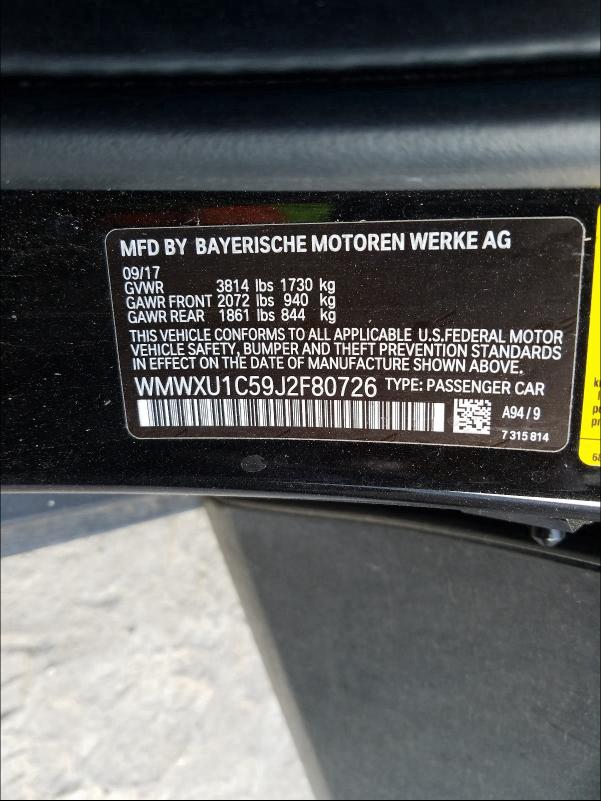 2018 MINI COOPER WMWXU1C59J2F80726