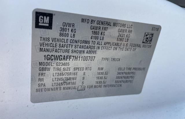 2017 CHEVROLET EXPRESS G2 - 1GCWGAFF7H1100707