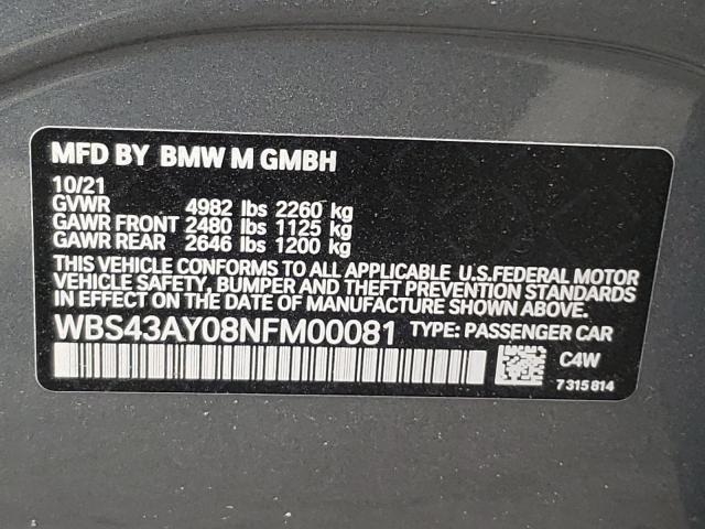 2022 BMW M3 COMPETI WBS43AY08NFM00081