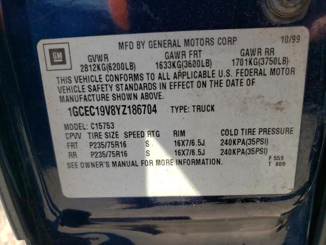 1GCEC19V8YZ186704 Chevrolet Silverado 2000. Фото: 9