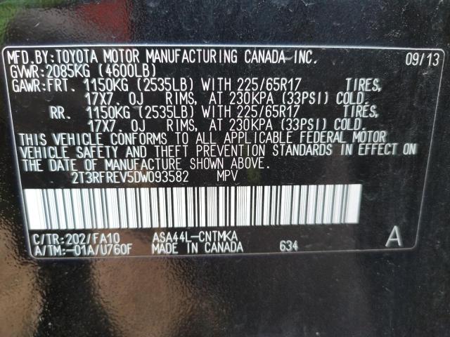 2T3RFREV5DW093582 Toyota Rav4 Xle 2013. Фото: 9