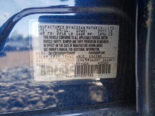 3N1CB7AP8HY204982 Nissan Sentra Sr 2017. Фото: 9