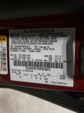 3FA6P0H79HR403872 Ford Fusion Se 2017. Фото: 9
