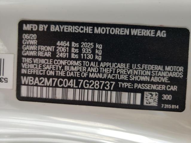 2020 BMW 230I WBA2M7C04L7G28737