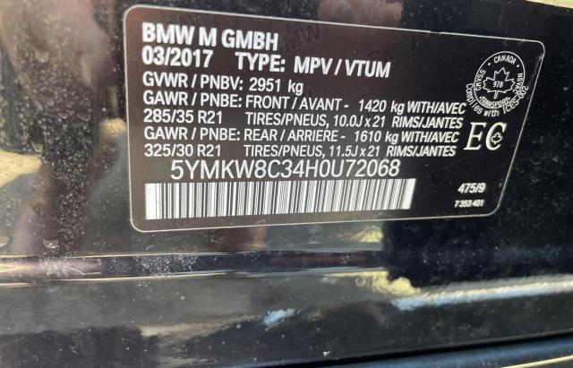 2017 BMW X6 M 5YMKW8C34H0U72068