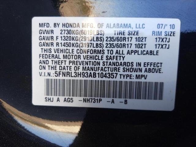 5FNRL3H93AB104357 Honda Odyssey To 2010. Фото: 9