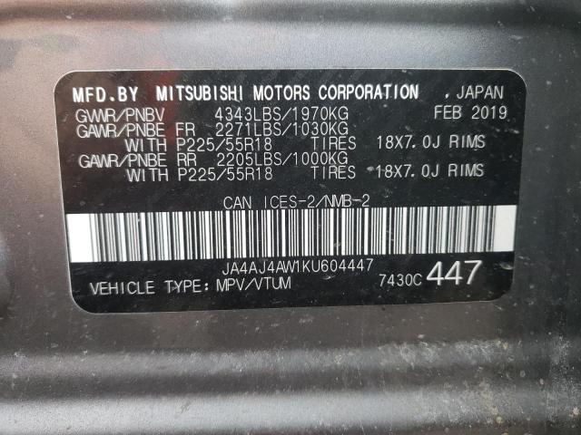 2019 MITSUBISHI RVR SE LIM JA4AJ4AW1KU604447