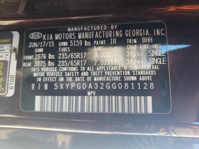 5XYPGDA32GG081128 Kia Sorento Lx 2016. Фото: 9