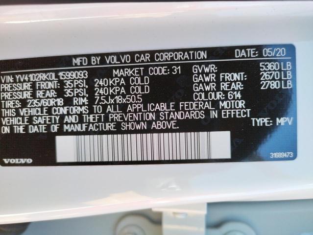 2020 VOLVO XC60 T5 YV4102RKL01599093