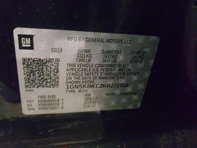 2019 CHEVROLET TAHOE K150 1GNSKBKC2KR272058