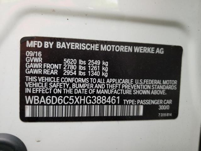 2017 BMW 650XI GRAN WBA6D6C5XHG388461