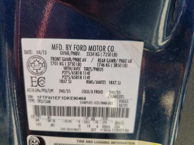 1FTFW1EF1DKE90468 Ford F150 Super 2013. Фото: 9