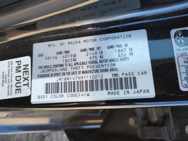 2017 MAZDA 3 TOURING JM1BN1V7XH1110212