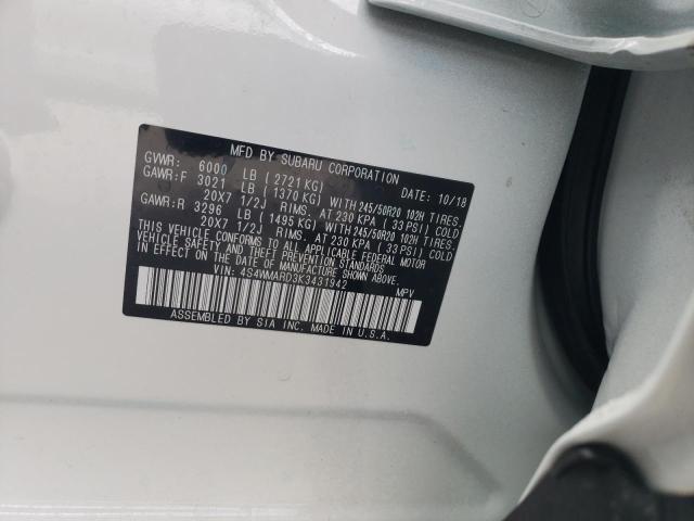 2019 SUBARU ASCENT TOU 4S4WMARD3K3431942