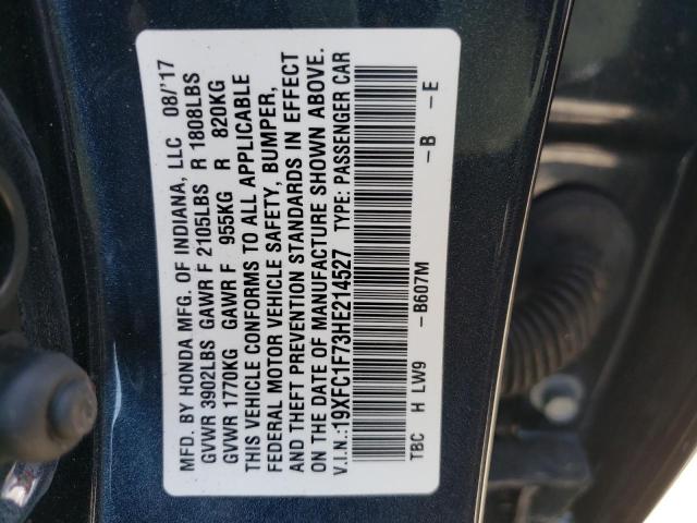 19XFC1F73HE214527 Honda Civic Exl 2017. Фото: 9