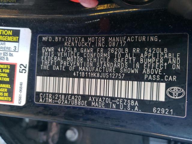 2018 TOYOTA CAMRY L 4T1B11HK8JU512757