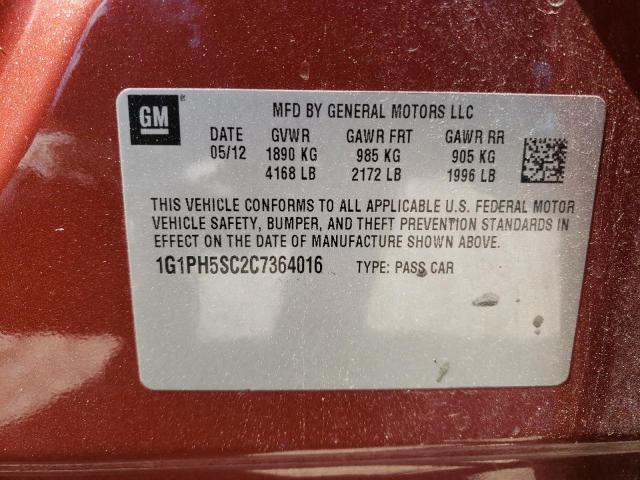 2012 CHEVROLET CRUZE LTZ - 1G1PH5SC2C7364016