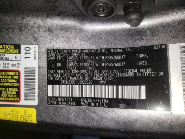 5TDKZ3DC1JS923526 Toyota Sienna Le 2018. Фото: 9