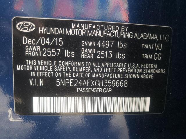 5NPE24AFXGH359668 Hyundai Sonata Se 2016. Фото: 9