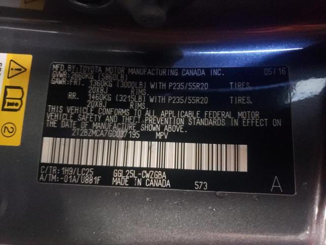 2016 LEXUS RX 350 BAS - 2T2BZMCA7GC037195