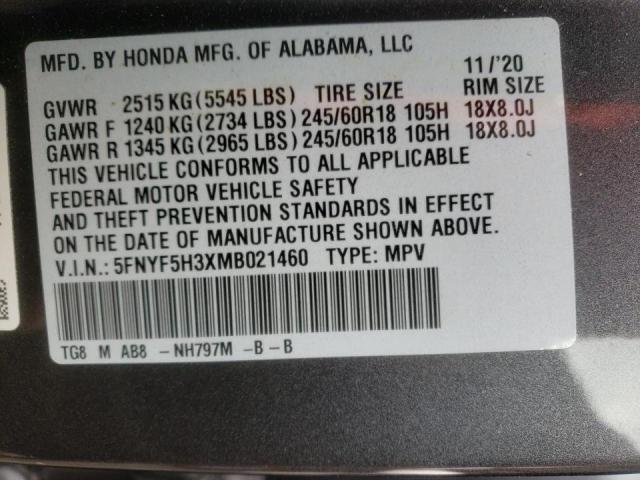 2021 HONDA PILOT EX 5FNYF5H3XMB021460