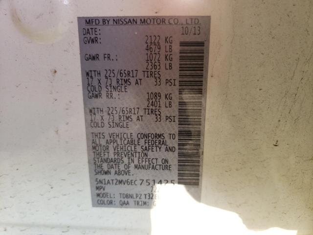 5N1AT2MV6EC751425 Nissan Rogue S 2014. Фото: 9