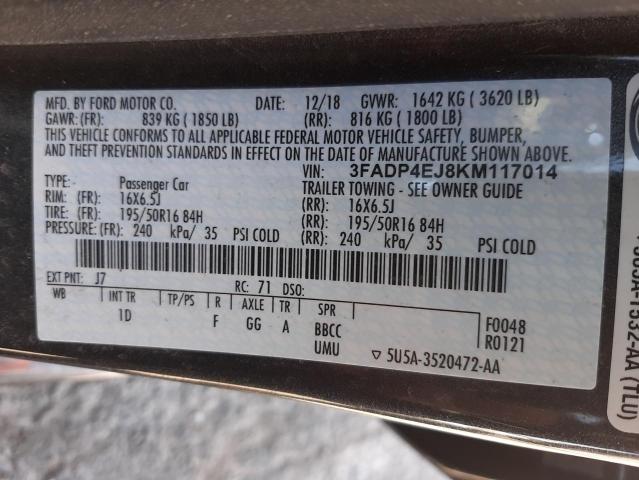 3FADP4EJ8KM117014 Ford Fiesta Se 2019. Фото: 9