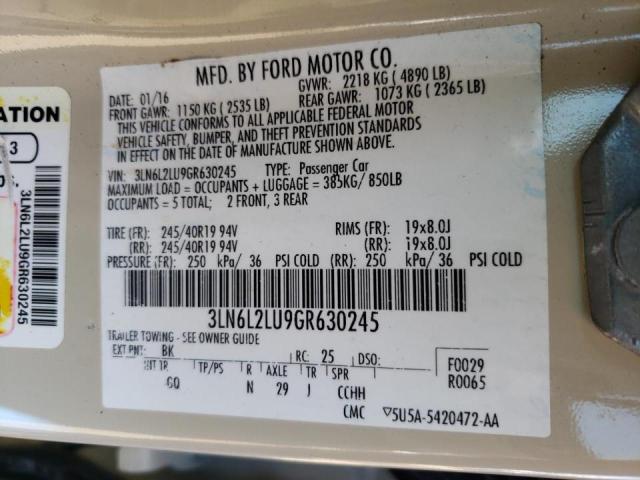 2016 LINCOLN MKZ HYBRID 3LN6L2LU9GR630245