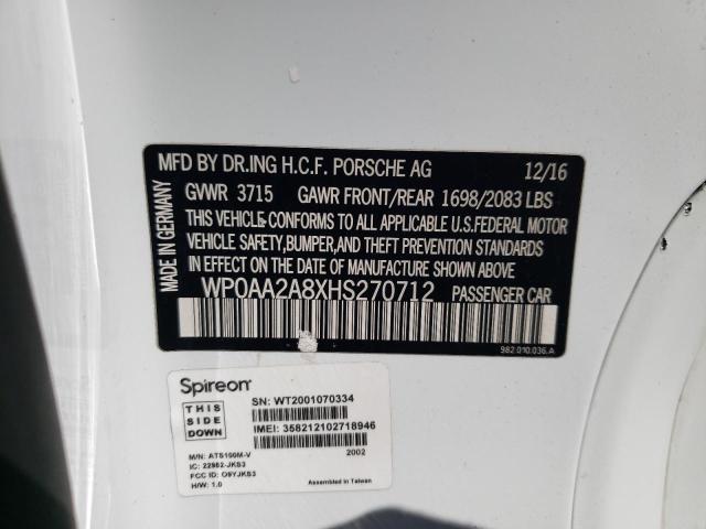 2017 PORSCHE CAYMAN WP0AA2A8XHS270712
