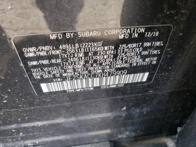 2019 SUBARU FORESTER JF2SKACC7KH479909