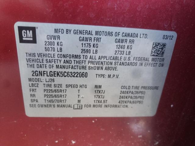 2012 CHEVROLET EQUINOX LT - 2GNFLGEK5C6322060