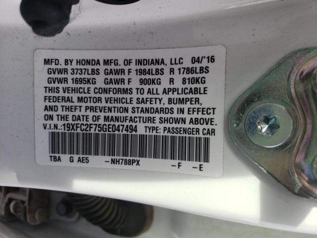 2016 HONDA CIVIC EX - 19XFC2F75GE047494