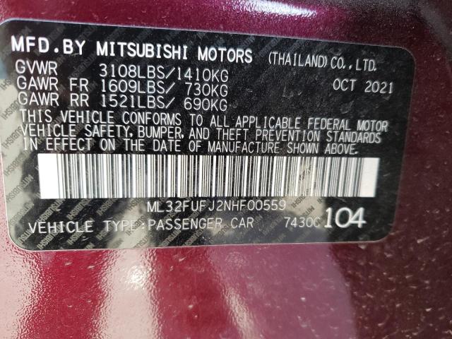 2022 MITSUBISHI MIRAGE ML32FUFJ2NHF00559