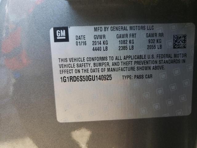2016 CHEVROLET VOLT LTZ 1G1RD6S50GU140925