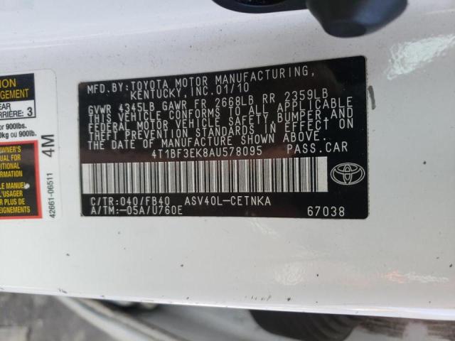 4T1BF3EK8AU578095 Toyota Camry Base 2010. Фото: 9
