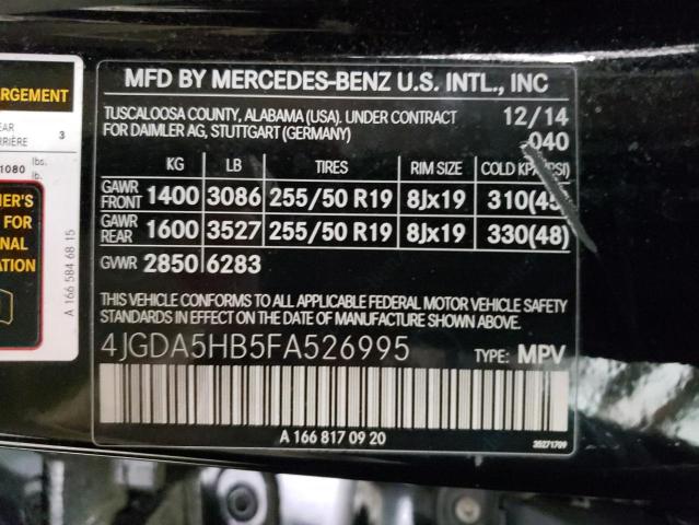 2015 MERCEDES-BENZ ML 350 4MA - 4JGDA5HB5FA526995