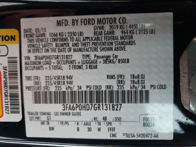 2016 FORD FUSION SE 3FA6P0HD7GR131827