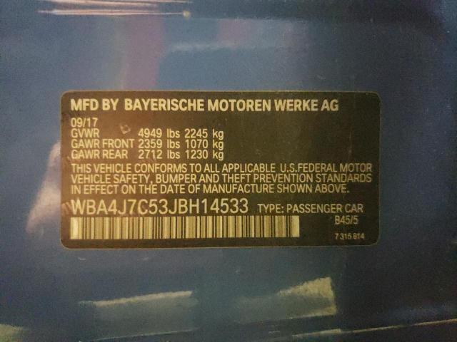 2018 BMW 440XI GRAN WBA4J7C53JBH14533