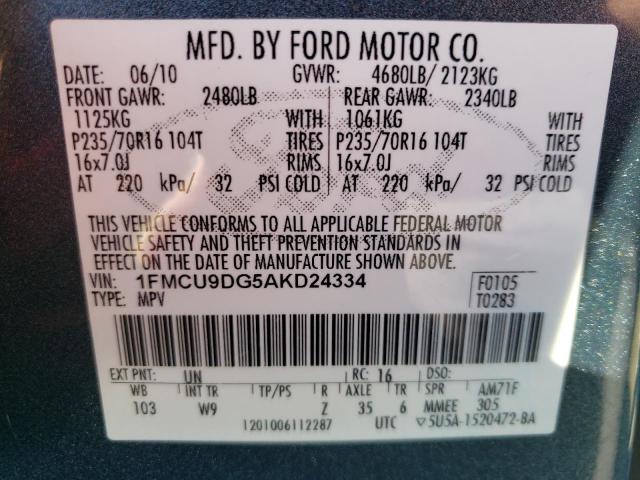 2010 FORD ESCAPE XLT - 1FMCU9DG5AKD24334