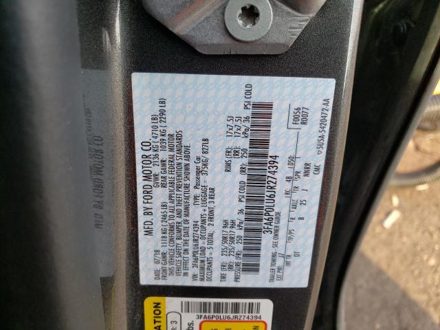 3FA6P0LU6JR274394 Ford Fusion Se 2018. Фото: 9