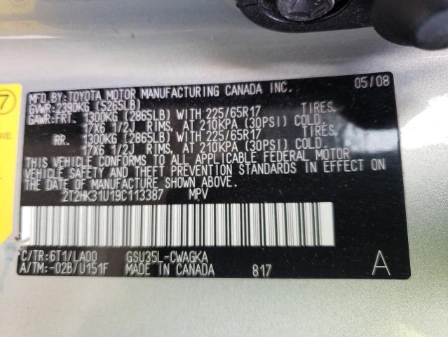 2T2HK31U19C113387 Lexus Rx 350 2009. Фото: 9