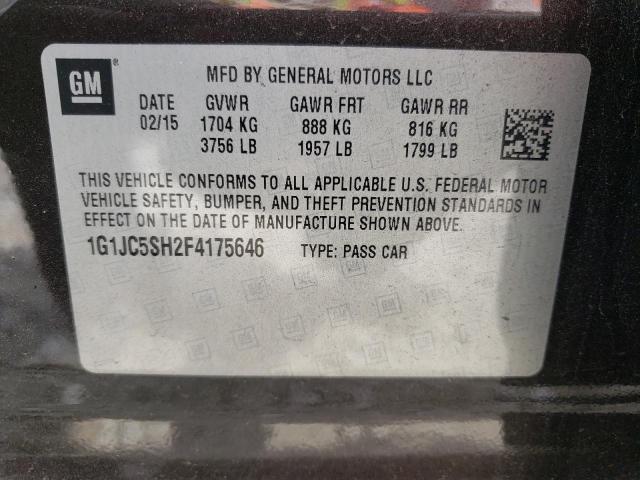 1G1JC5SH2F4175646 Chevrolet Sonic Lt 2015. Фото: 9