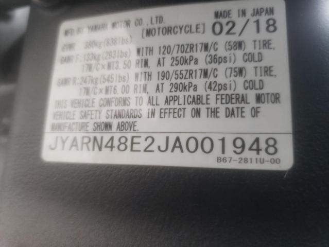 2018 YAMAHA MT10 JYARN48E2JA001948