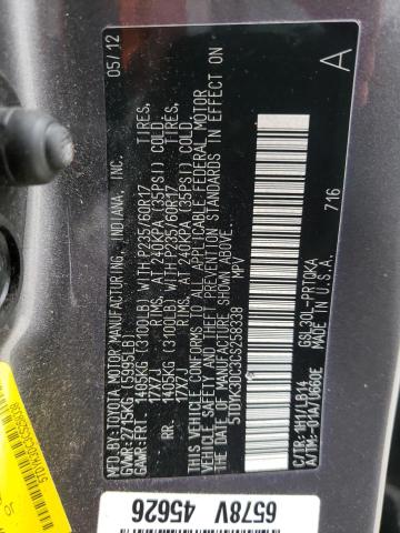 5TDYK3DC3CS258338 Toyota Sienna Xle 2012. Фото: 9