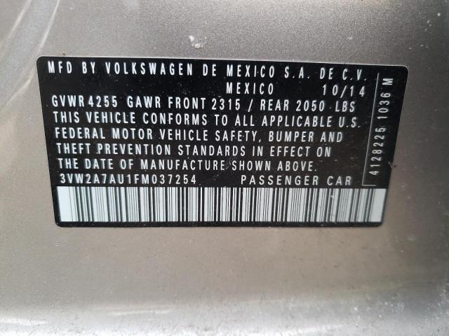 2015 VOLKSWAGEN GOLF TDI 3VW2A7AU1FM037254