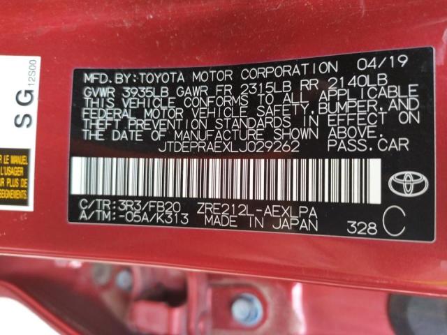 2020 TOYOTA COROLLA LE JTDEPRAEXLJ029262